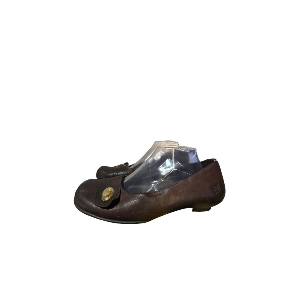 Born Women's Brown Leather Ballet Flats Boho Slip On Round Toe Heel Size 11